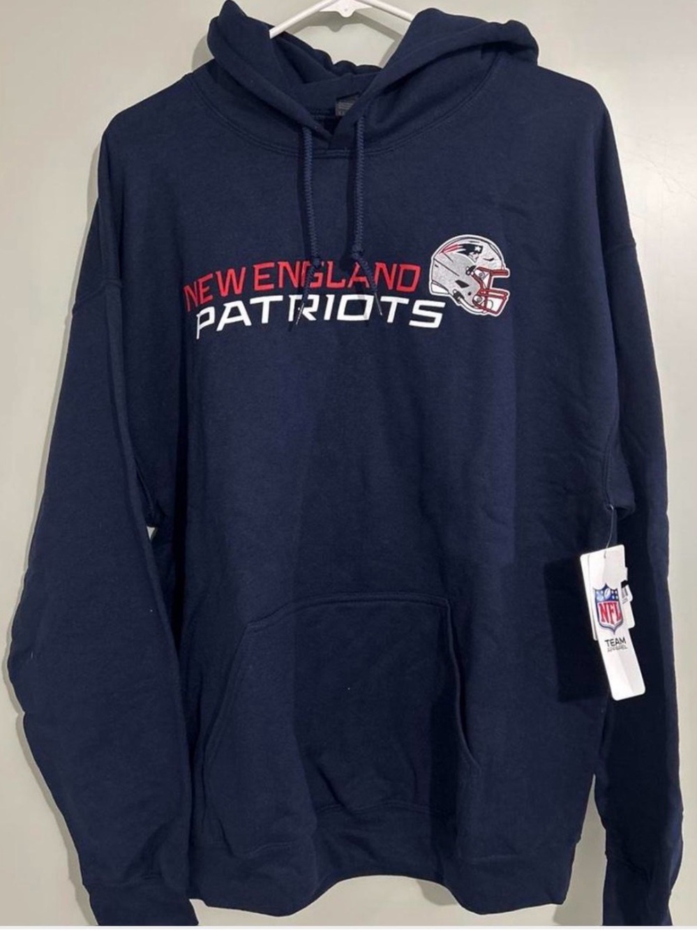NFL New England Patriots Navy and Red Pullover Hoodie